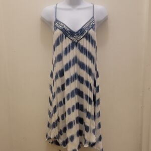 Amuse Society Blue and White Tie-Dye Mini Dress